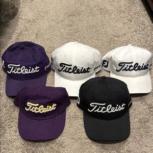 Titleist golf hat lot Purple, White, black, and navy